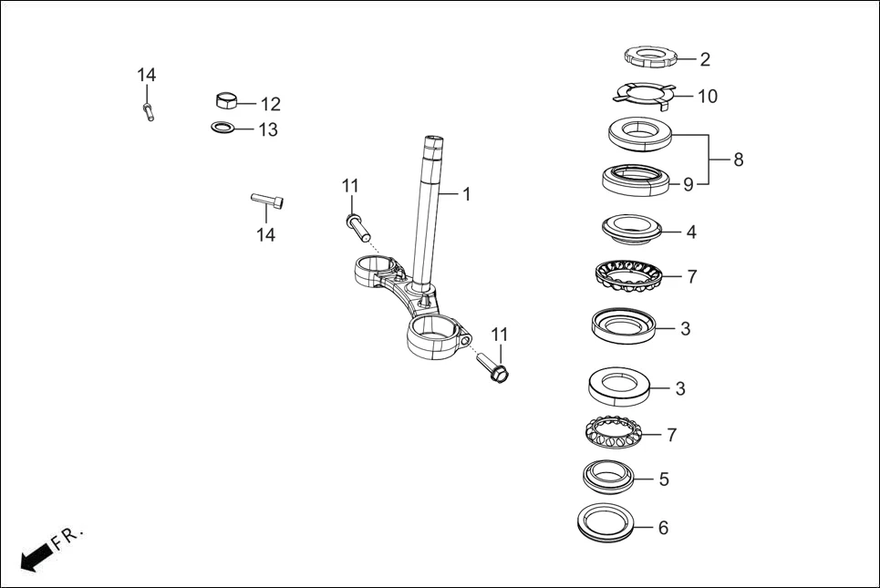 F-7 FRONT CUSHION / STRG. STEM diagram showing 53200-ACA-100