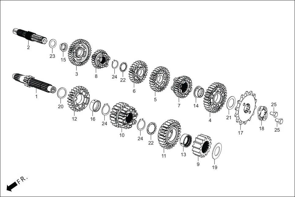 E-10 TRANSMISSION(MAIN SHAFT/COUNTERSHAFT/GEARS)