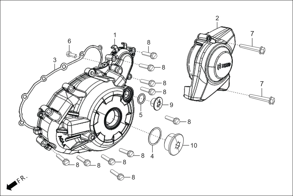 E-7A CRANK CASE & COVER(COVER L. CRANK CASE)