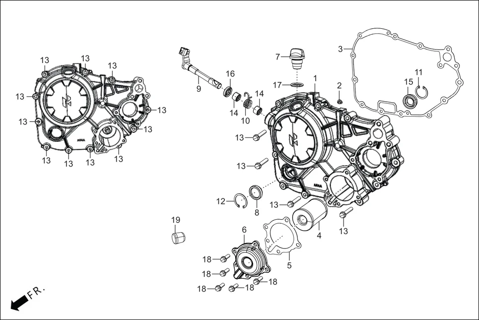 E-7 CRANK CASE & COVER (COVER R. CRANK CASE)