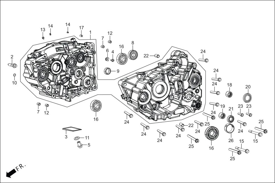 E-8 CRANK CASE & COVER(CRANK CASE R./L.)