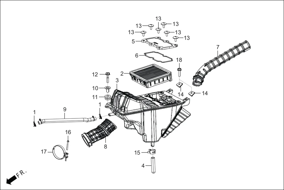 F-15 AIR CLEANER assembly diagram for Hero XMR OBD2 PHASE B BASE(APR.,2025)