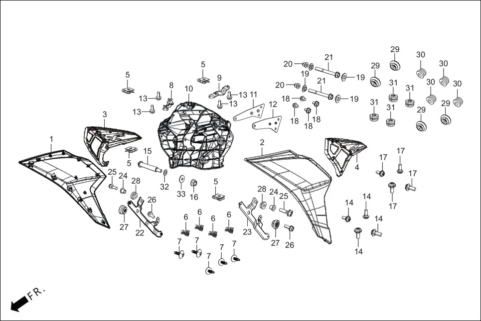 F-1A-II FAIRING(FR. VISOR/COVERS) diagram showing 95701-08065-00