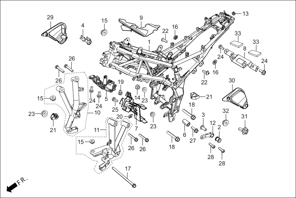 F-25 FRAME BODY diagram showing 90311-MT3-000