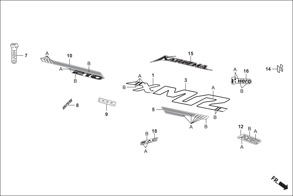 F-27 STRIPES / MARKS diagram showing 86830-ACA-000