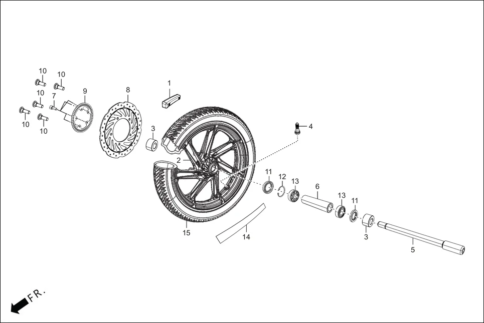 F-9 FRONT WHEEL diagram showing 45252-ACF-000