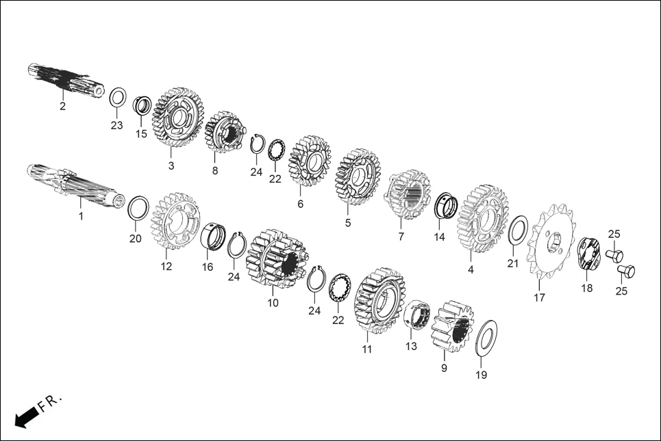 E-10 TRANSMISSION (MAIN SHAFT/COUNTERSHAFT/GEARS)