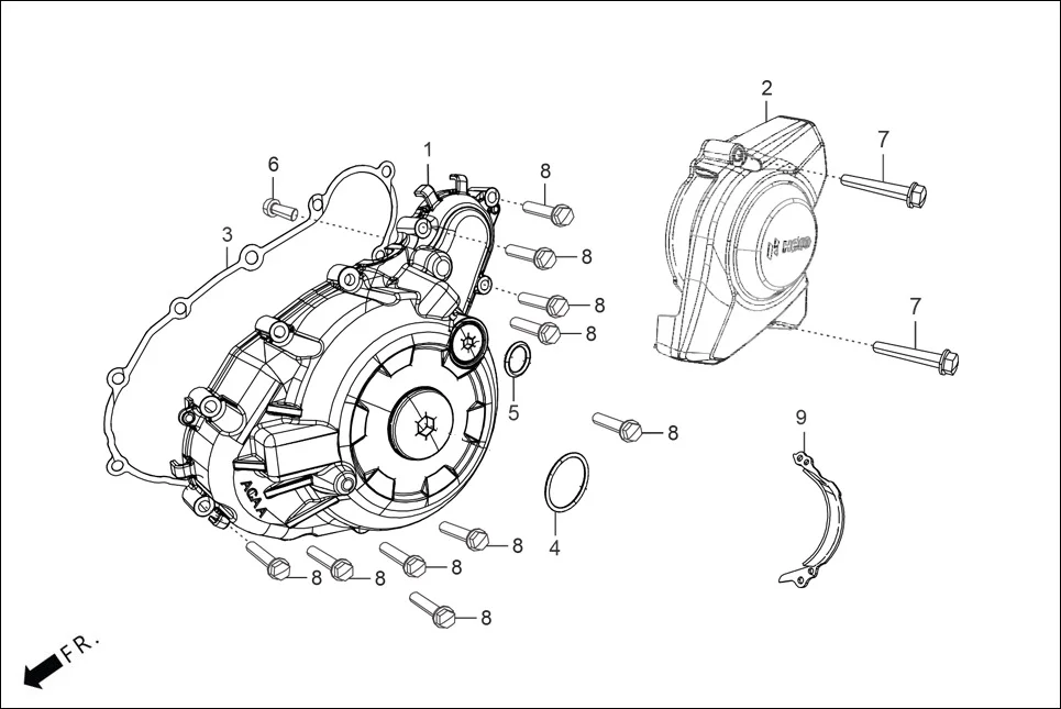 E-7A CRANK CASE & COVER (COVER L. CRANK CASE)