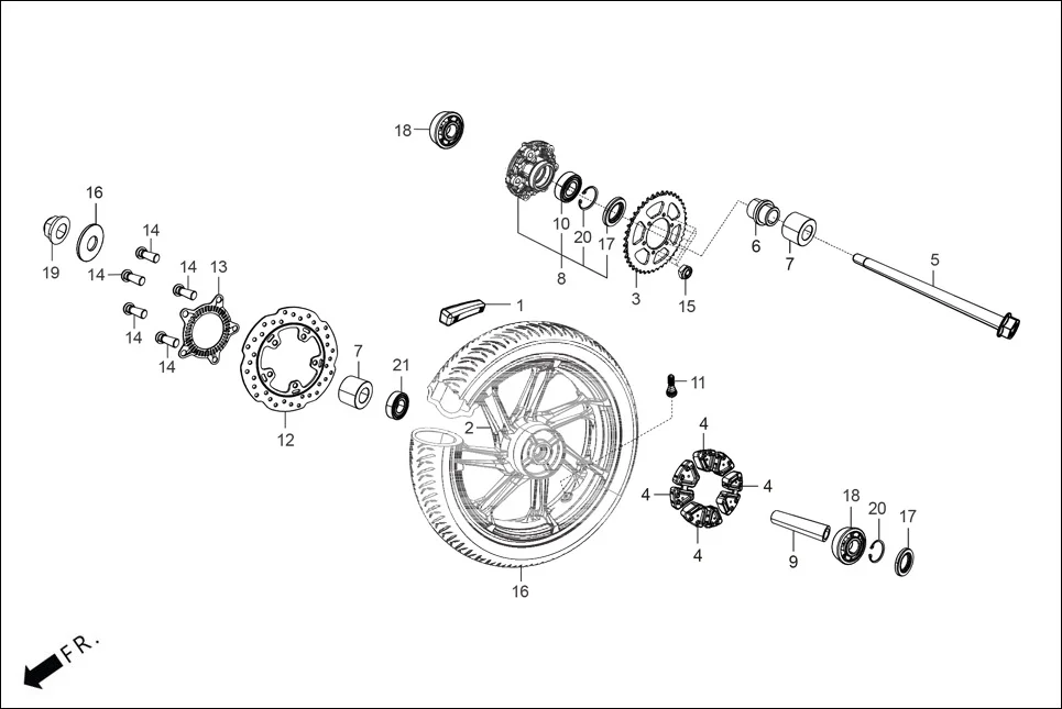 F-11 RR WHEEL / FLANGE ASSY. DRIVEN diagram showing 96150-60050-10