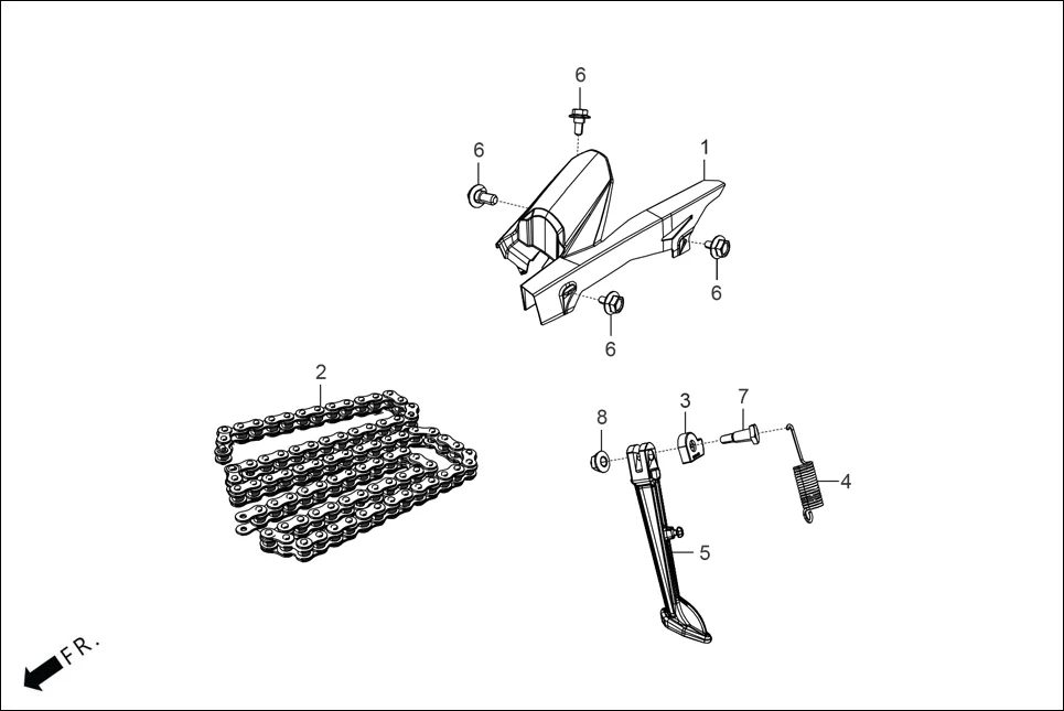 F-19A CHAIN CASE &amp; STAND assembly diagram for Hero THE CENTENNIAL(OCT.,2024)