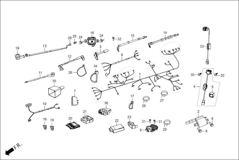 F-24 ELECTRICALS (WIRE HARNESS) assembly diagram for Hero THE CENTENNIAL(OCT.,2024)