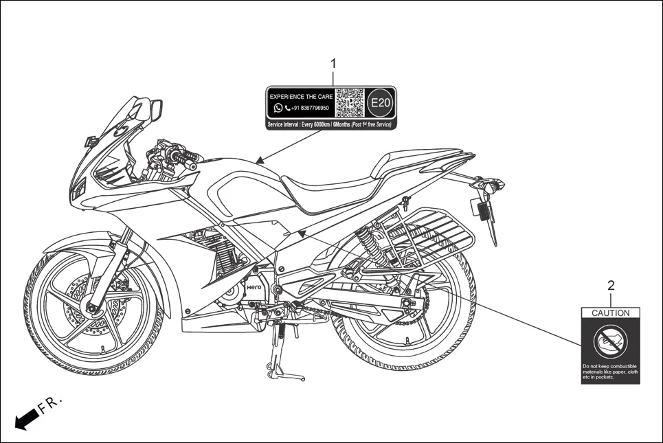 F-30 CAUTION / LABEL assembly diagram for Hero THE CENTENNIAL(OCT.,2024)