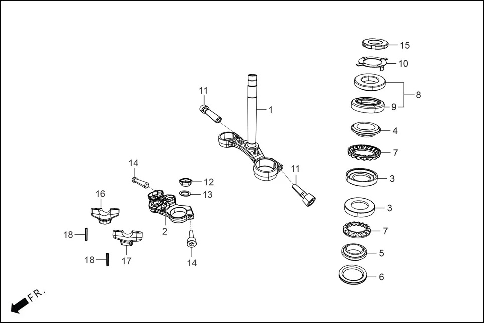 F-7 FRONT CUSHION / STRG. STEM diagram showing 50301-KTR-900