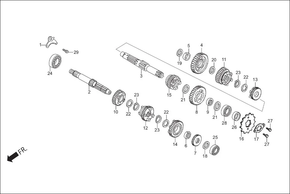 E-10 TRANSMISSION (MAIN SHAFT / COUNTER SHAFT &amp; GEARS)