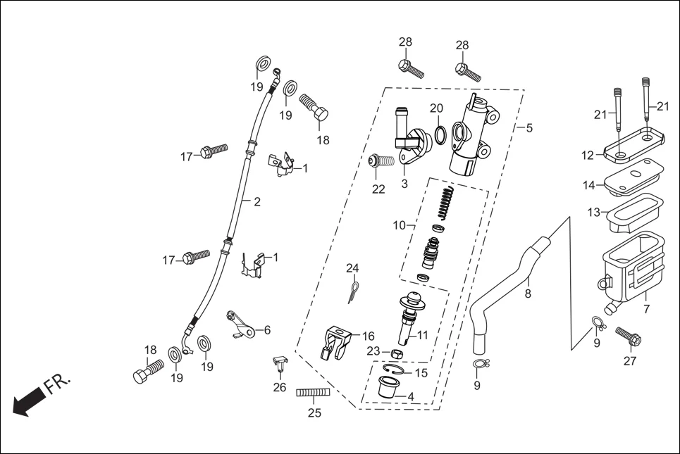 F-10 REAR BRAKE MASTER CYL. diagram showing 46182-MEL-D21