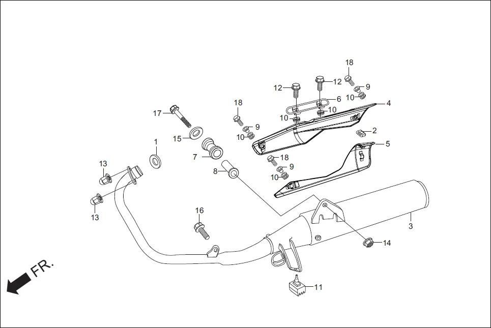 F-16 EXHAUST MUFFLER diagram showing 18293-KPK-900