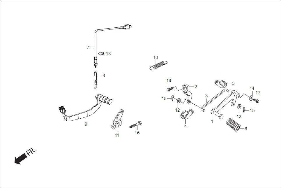 F-18 GEAR CHANGE PEDAL diagram showing 24721-GS3-000