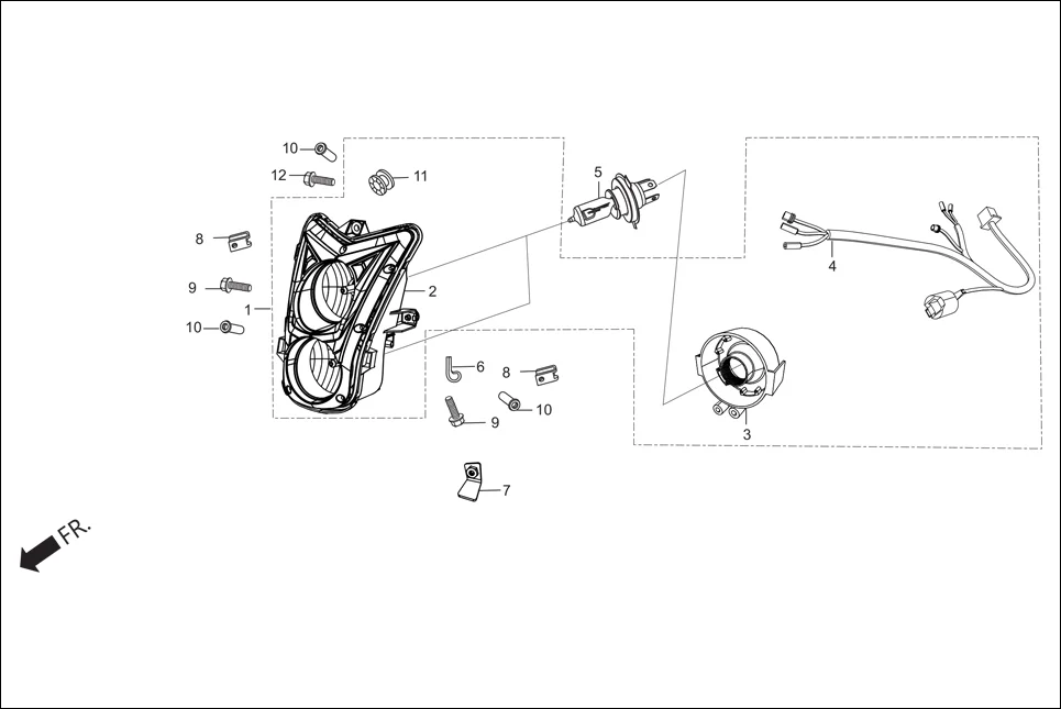 F-1 HEAD LIGHT diagram showing 90344-KEV-900