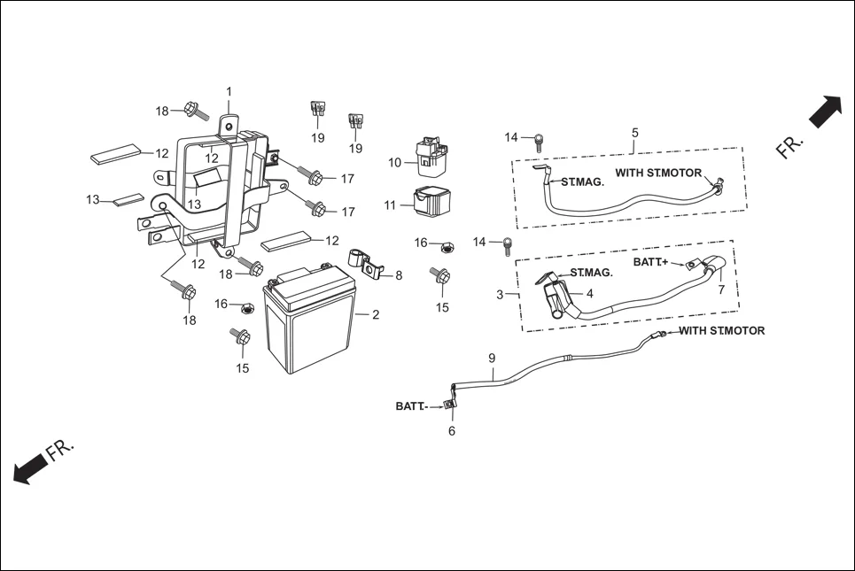 F-24A BATTERY ASSY diagram showing 32413-KRY-970