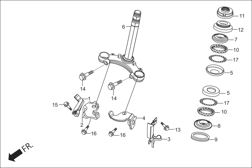 F-5 STEERING STEM diagram showing 45165-KRY-970
