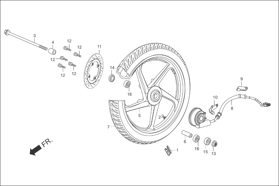 F-9 FRONT WHEEL diagram showing 91251-KPH-901