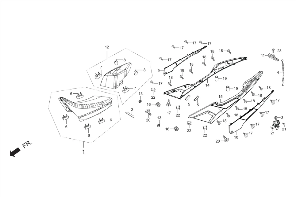 F-12A-DUAL-TONE SEAT ASSY./COWL REAR(DUAL TONE) diagram showing 83545-KCJ-690