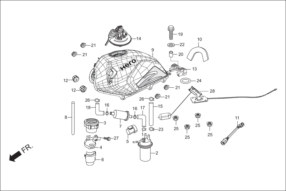 F-13-SINGLE-TONE FUEL TANK diagram showing 80101-KFN-850