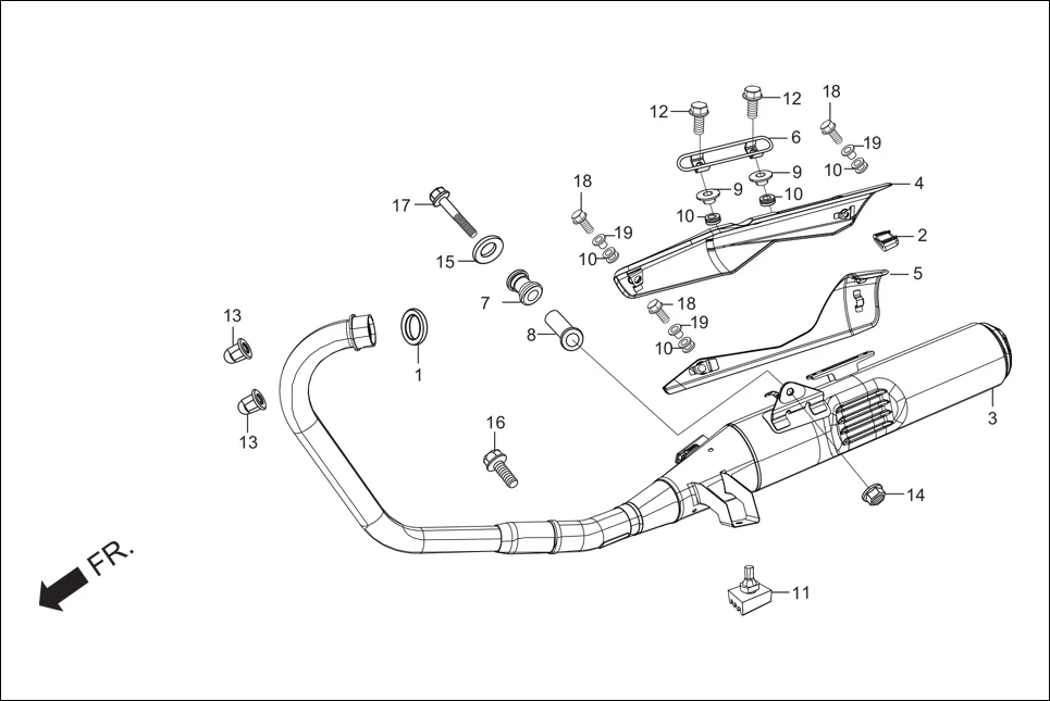 F-16-SINGLE-TONE EXHAUST MUFFLER diagram showing 18345-MBT-610
