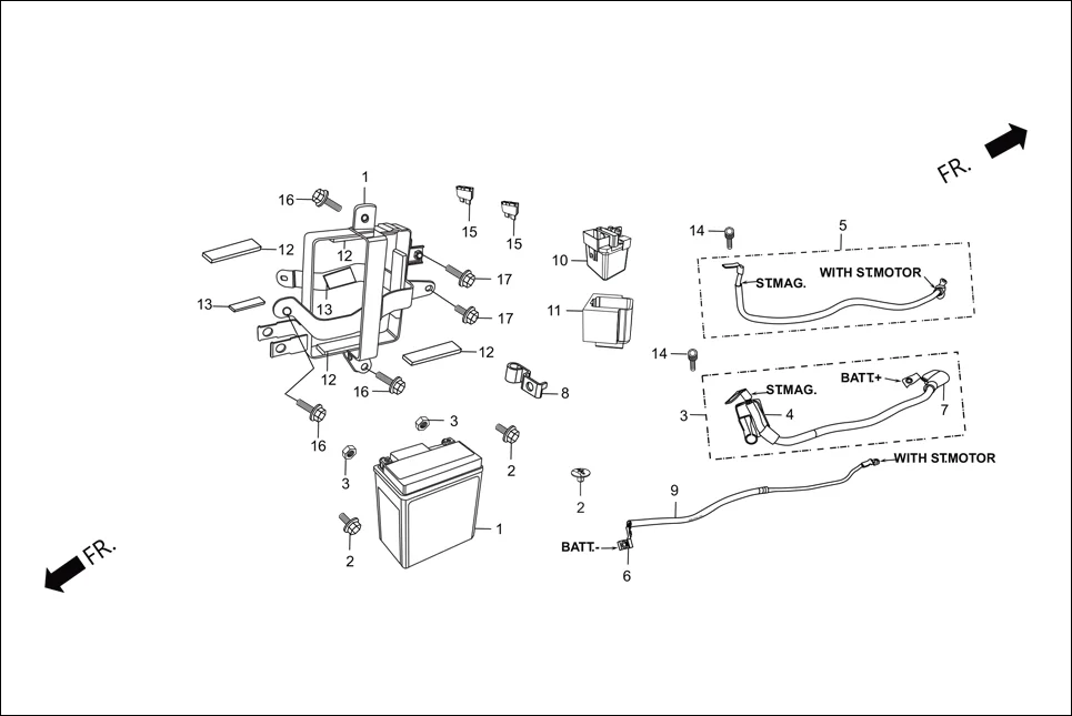 F-24A CASE COMP., BATTERY/MAG. TERMINAL assembly diagram for Hero Karizma ZMR (Apr, 2018)