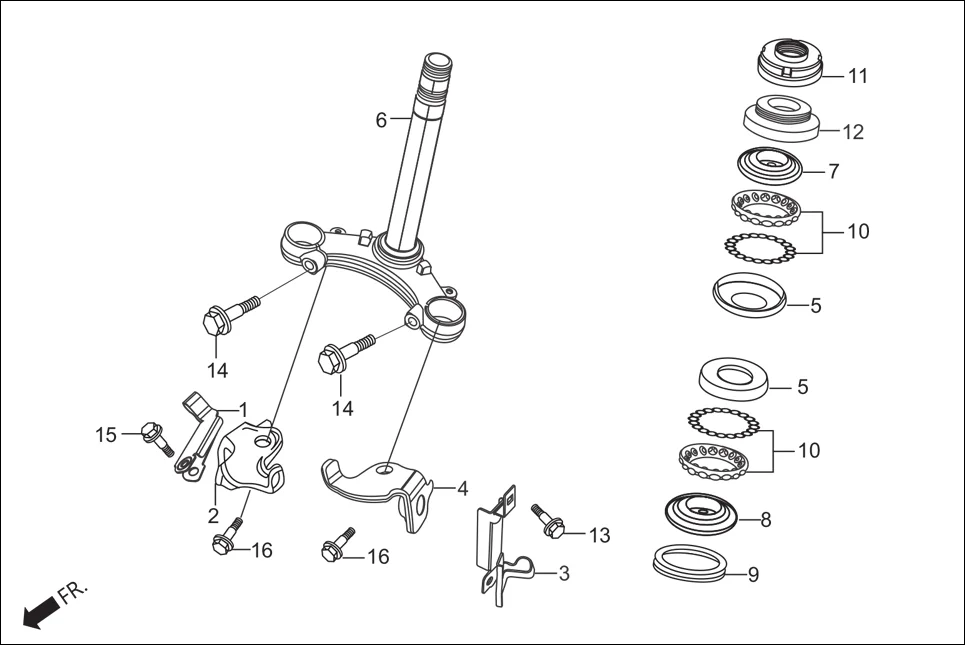 F-5 STEERING STEM diagram showing 95701-08030-07