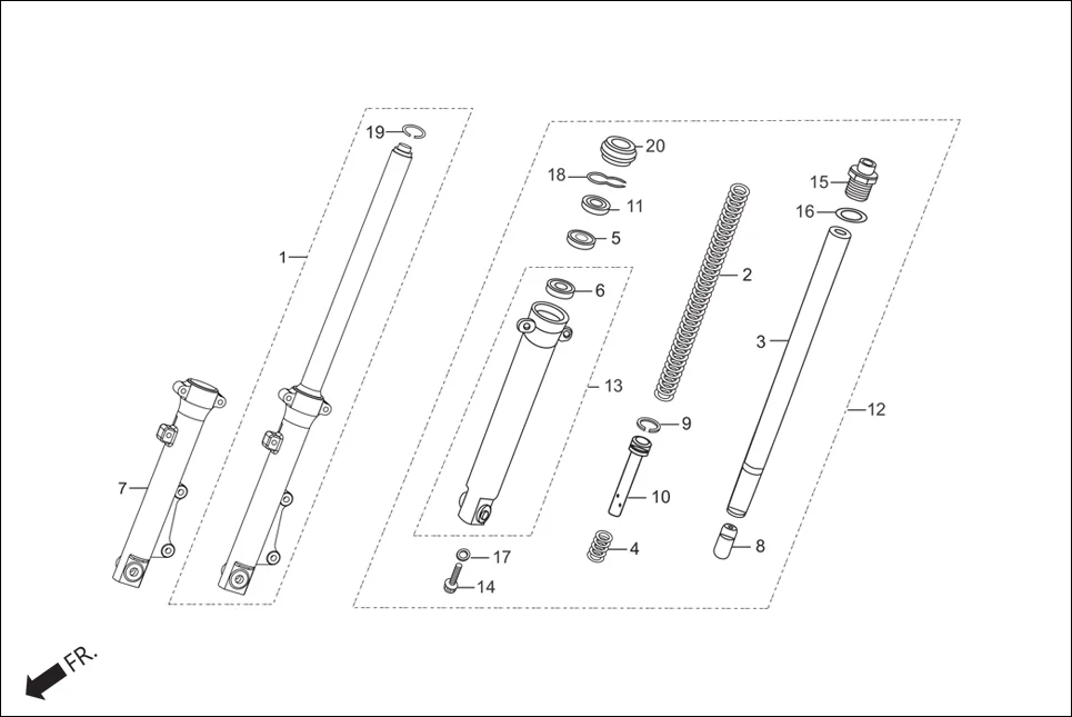 F-7 FRONT FORK diagram showing 51412-KSP-901