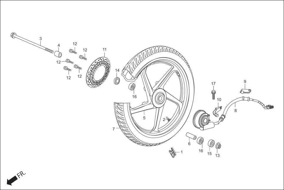 F-9 FRONT WHEEL diagram showing 44800-KRY-971
