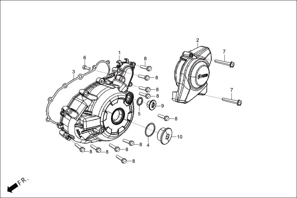 E-7A CRANK CASE &amp; COVER (COVER L. CRANK CASE)