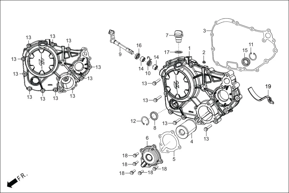 E-7 CRANK CASE &amp; COVER (COVER R. CRANK CASE)