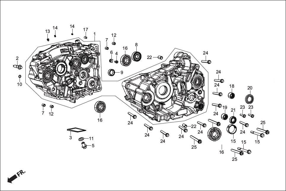 E-8 CRANK CASE &amp; COVER (CRANK CASE R./L.)