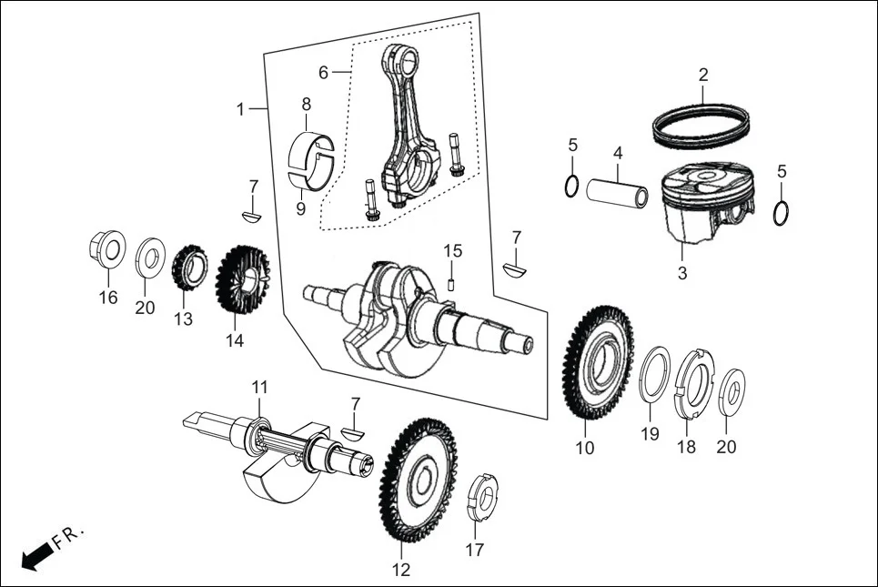 E-9 CRANK SHAFT/PISTON