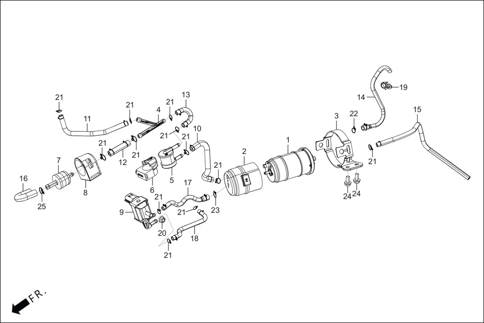 F-13A FUEL TANK  (CANISTER/TUBES) assembly diagram for Hero KARIZMA XMR (Sept. 2023)