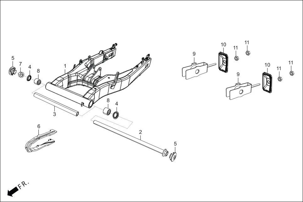F-19 SWINGARM REAR assembly diagram for Hero KARIZMA XMR (Sept. 2023)