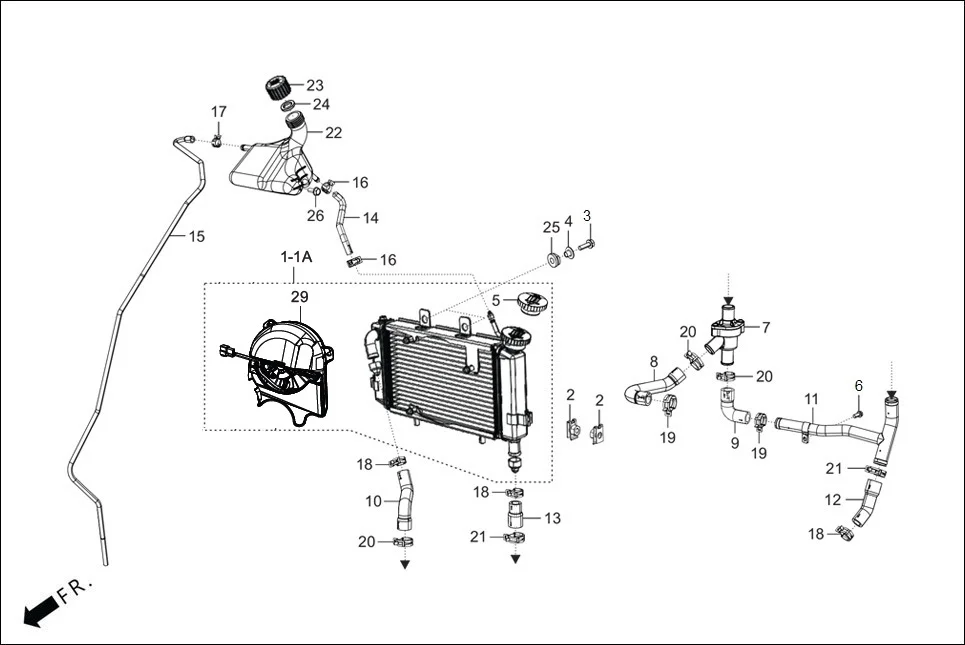 F-1B RADIATOR assembly diagram for Hero KARIZMA XMR (Sept. 2023)