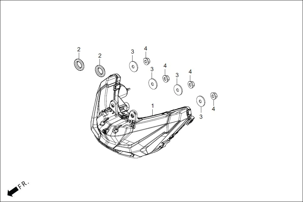 F-1 HEAD LIGHT assembly diagram for Hero KARIZMA XMR (Sept. 2023)