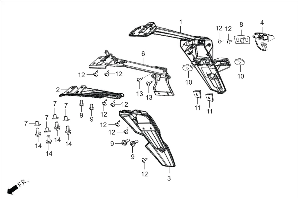 F-21 REAR FENDER assembly diagram for Hero KARIZMA XMR (Sept. 2023)