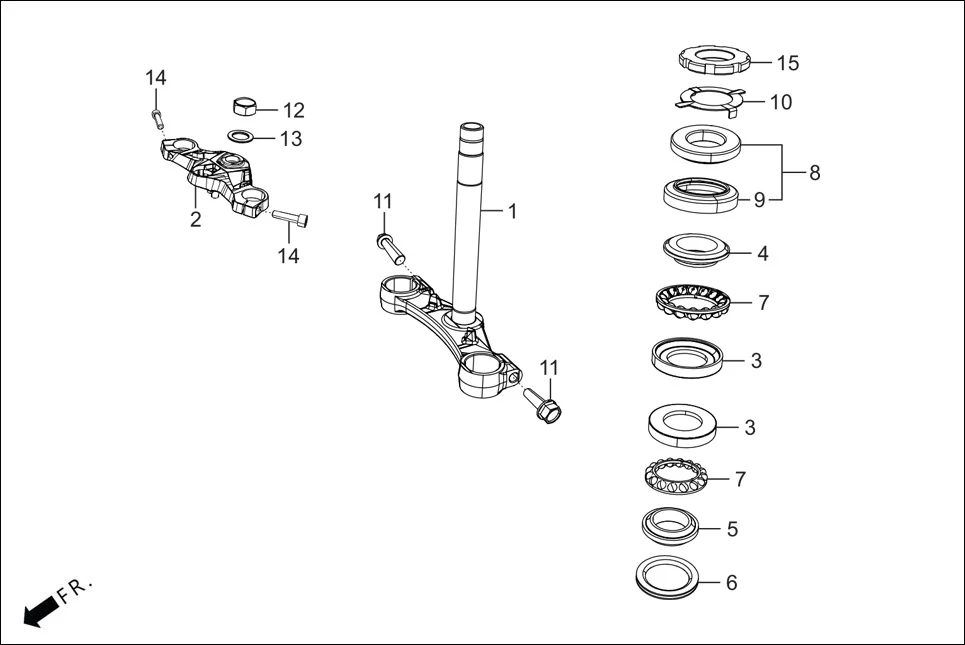 F-7 FRONT CUSHION  / STRG. STEM diagram showing 50301-KTR-900