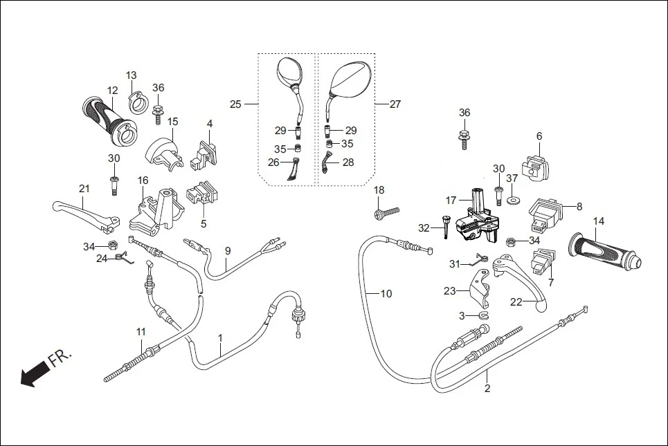 F-3-STD HANDLE LEVER / SWITCH / CABLE assembly diagram for Hero Maestro (Oct, 2014)