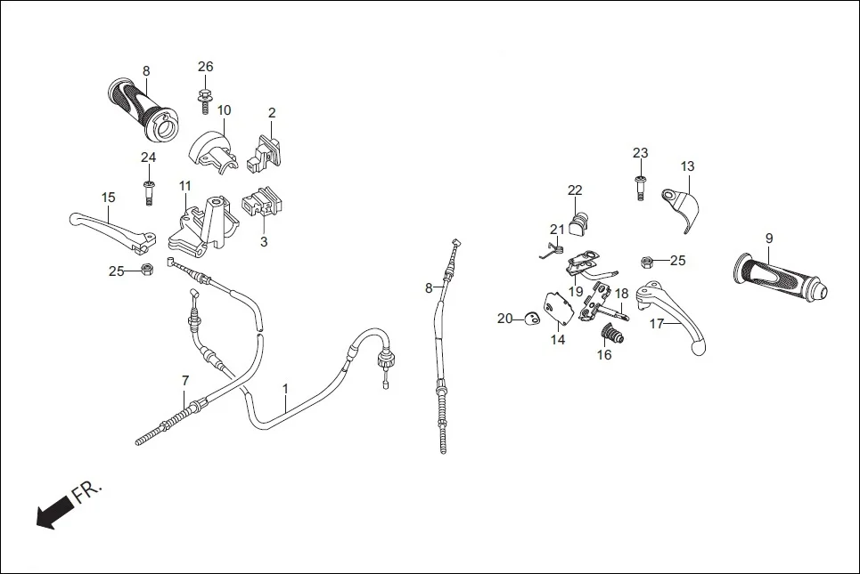 F-3A-STD HANDLE LEVER / SWITCH / CABLE diagram showing 53175-KZN-910