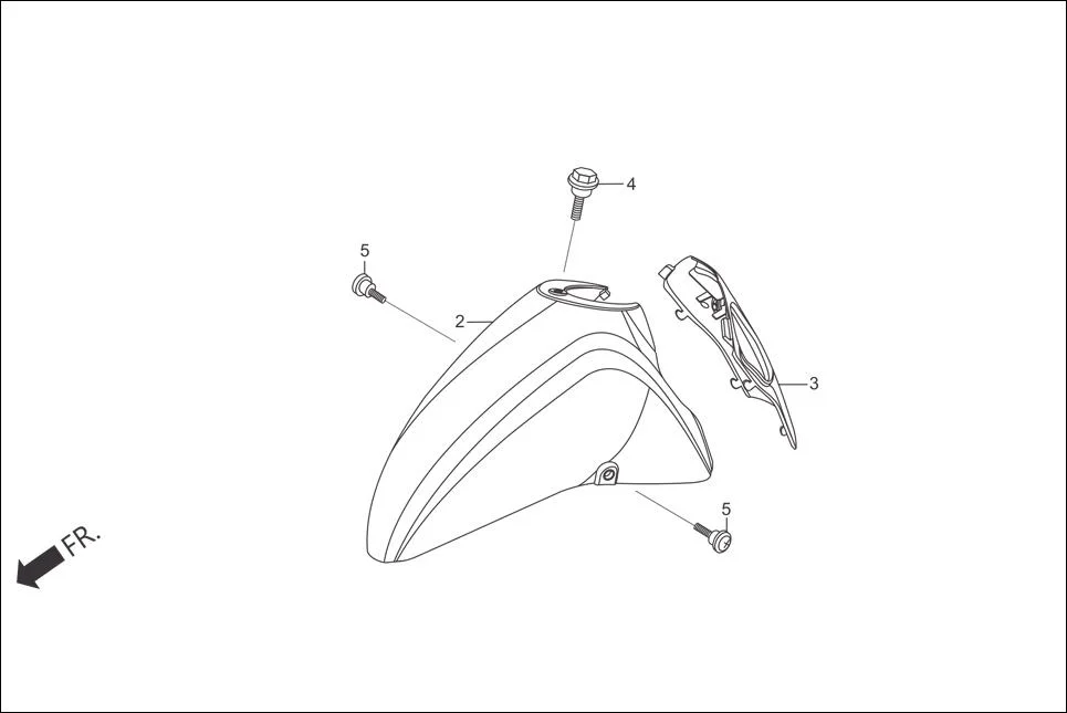 F-5-STD FRONT FENDER assembly diagram for Hero Maestro (Oct, 2014)