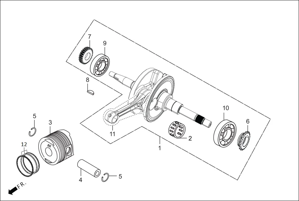 E-16 CRANK SHAFT/PISTON