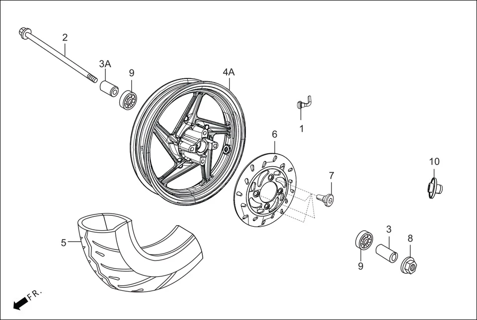 F-10-DISC FRONT WHEEL diagram showing 42753-AAL-001