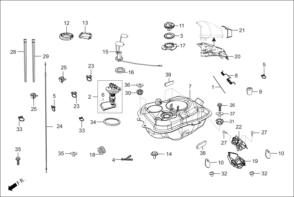 F-13-DISC FUEL TANK diagram showing 37802-GA7-700