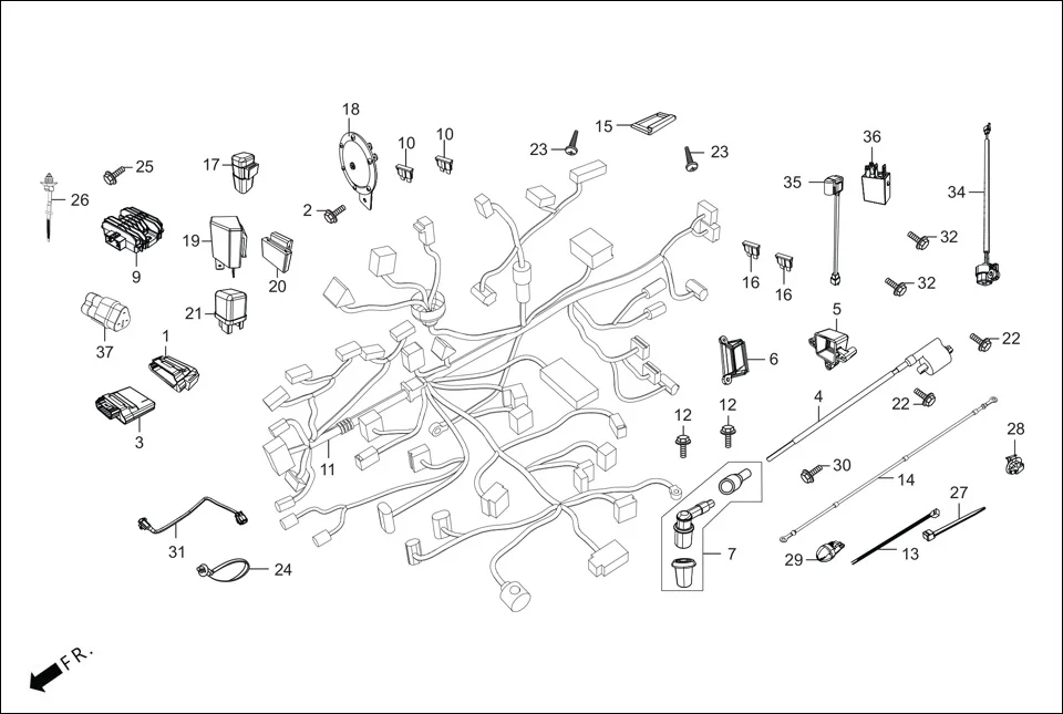 F-22-DRUM WIRE HARNESS diagram showing 32603-KPL-780