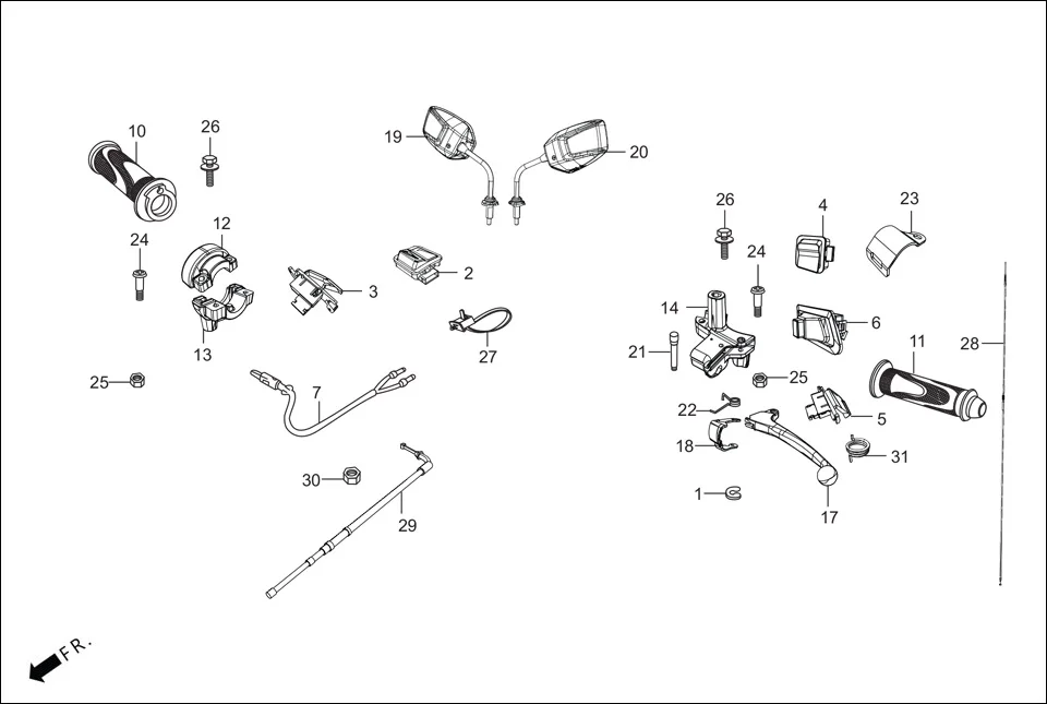 F-3-DISC HANDLE LEVER/SWITCH/CABLE diagram showing 90657-AAW-300